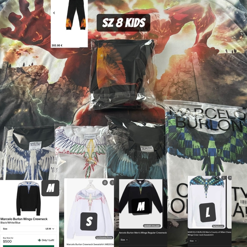 Marcelo Burlon Mens Crewneck  Wing Print Sweatshirt